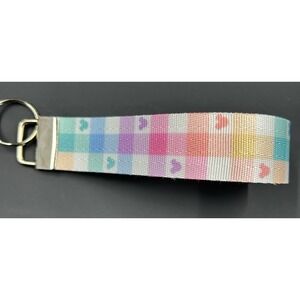Magical Pastel Gingham Key‎ Fob Wristlet Lanyard Strap 1" Wide Keychain